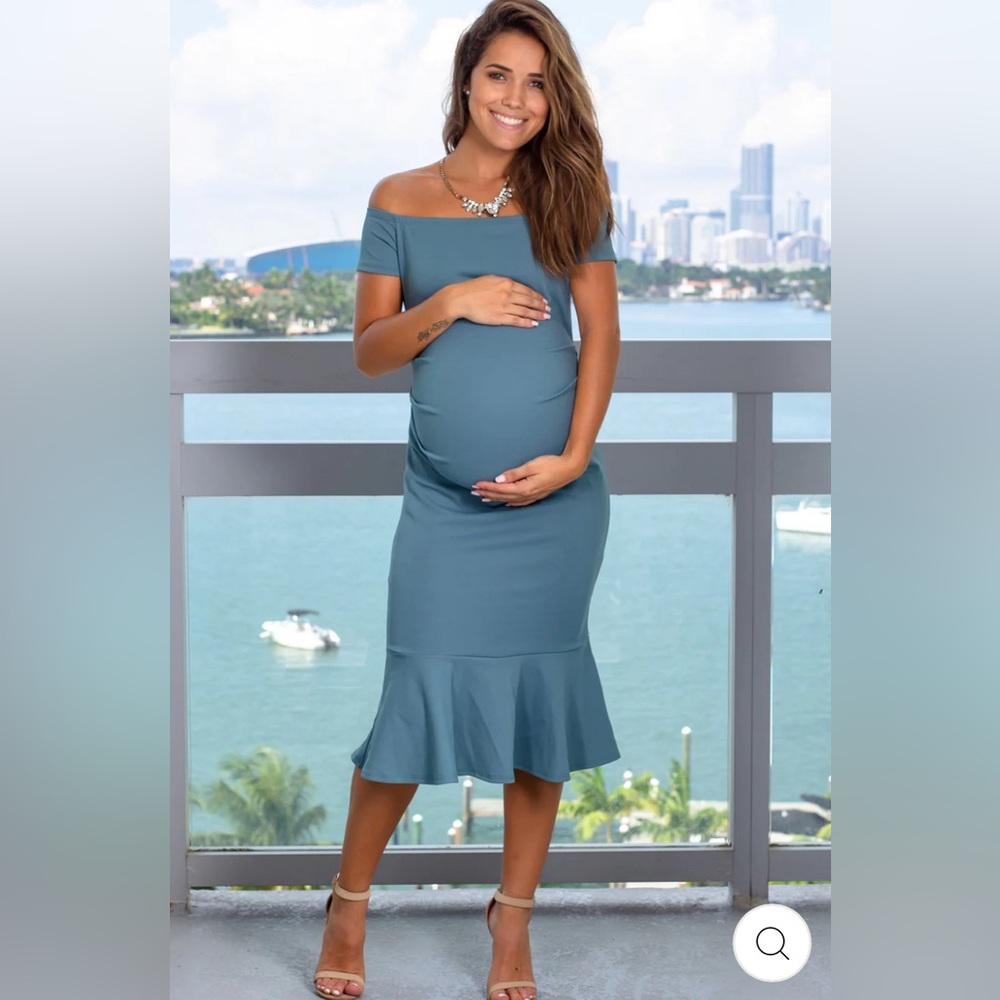 Maternity Off the Shoulder Midi Dress
